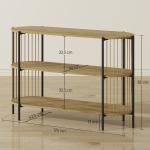 Mesa Consola com Corda de Papel Trançada à Mão Consola de Entrada de 3 Níveis com Estrutura de Aço Estilo Boémio 124x43,5x80 cm Madeira