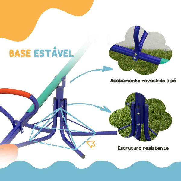 Baloiço para Crianças Sobe e Desce Infantil Giratório 360° com Barra de Comprimento Ajustável Assento Confortável Multicolor