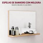 Espelho de Casa de Banho de Parede com Prateleira Aberta Estilo Moderno para Hall de Entrada e Corredor 60x12x40 cm Madeira Natural