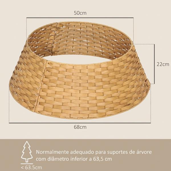Saia para Árvore de Natal Rústica com Design Entrançado e Cobre - pé Ø68x22 cm Natural