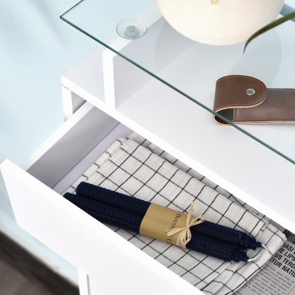 Móvel Sapateira de 2 Portas Sapateira Estreito para 12 Pares de Sapatos com Gaveta Prateleira Aberta e Bancada de Vidro para Corredor Entrada Carga Máx. 50kg 60x24x105,5cm Branco