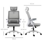 Cadeira de Escritório de Malha Cadeira de Escritório Giratória com Altura e Apoio para a Cabeça Ajustáveis 58x61x102 - 119 cm Cinza