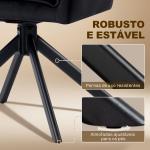 Conjunto de 2 Cadeiras de Refeição Giratórias 360° Estofado Estofamento em Veludo Pés em Aço 63x64x85 cm Preto
