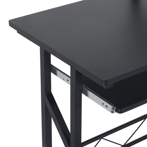 Mesa de Computador com 1 Gaveta Bandeja para Teclado e Suporte para CPU para Escritório Estúdio 90x50x95 cm Preto