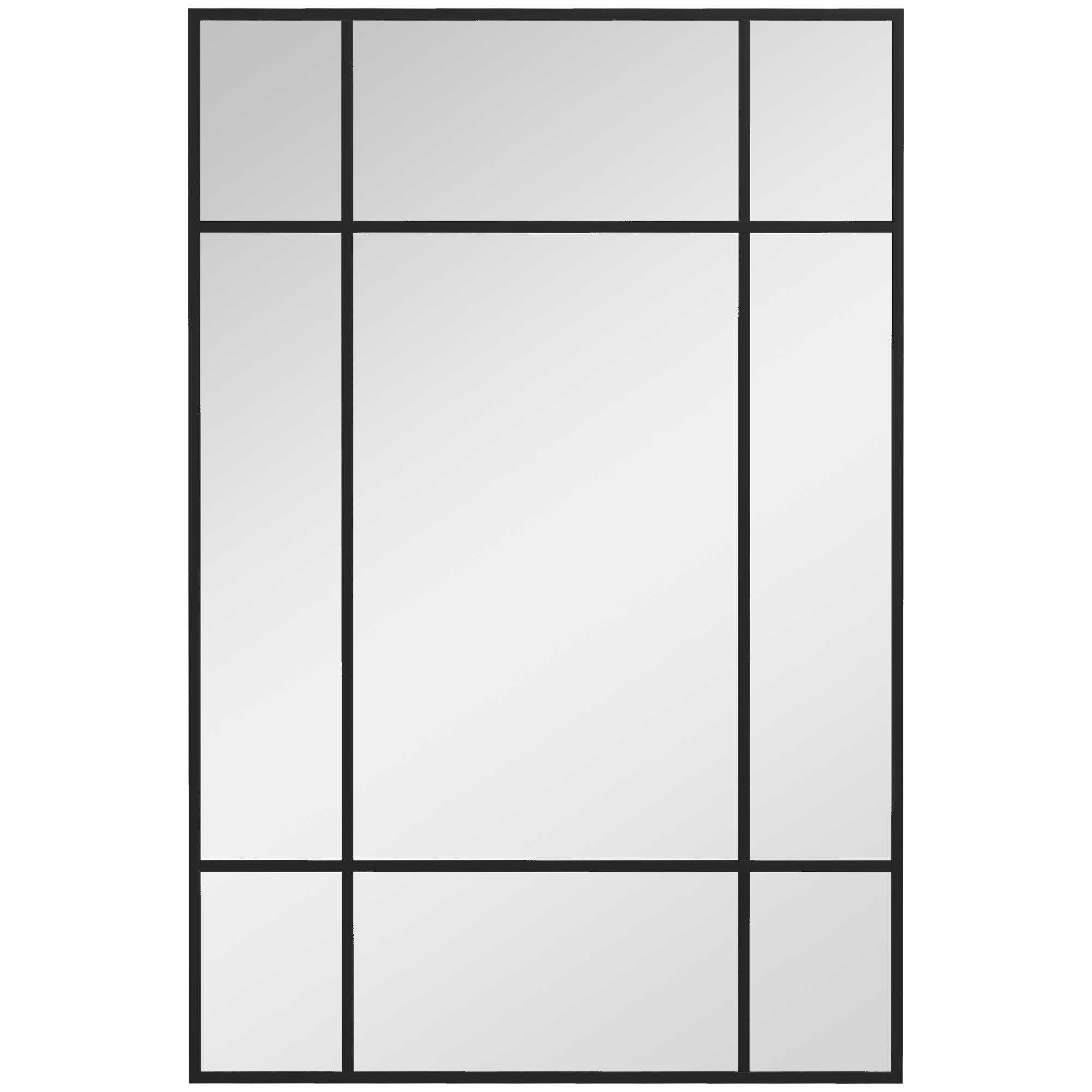 Espelho de Parede Retangular 90x60 cm com Moldura de Metal Espelho Decorativo para Sala Quarto Entrada Preto