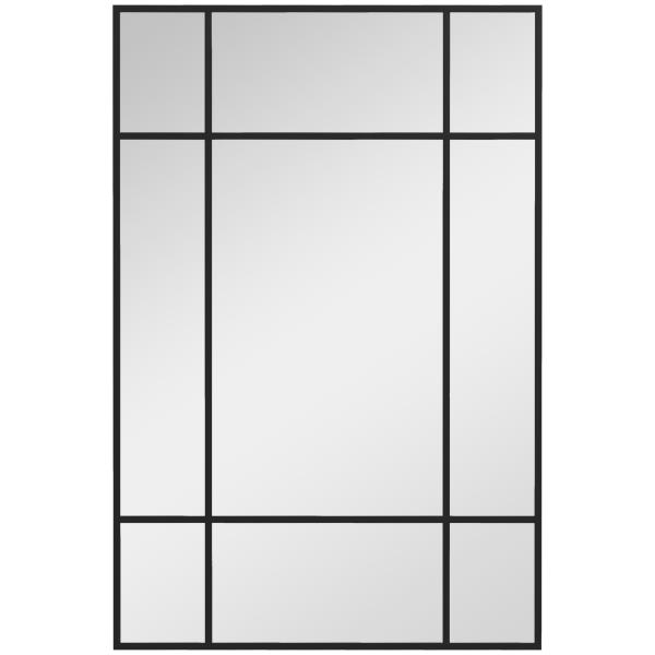 Espelho de Parede Retangular 90x60 cm com Moldura de Metal Espelho Decorativo para Sala Quarto Entrada Preto
