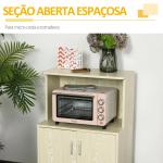 Armário Auxiliar para Microondas Armário de Cozinha Baixo com Armário de 2 Portas e Prateleira Ajustável com Rodas Carga 70 kg 60,4x40,3x97cm Carvalho