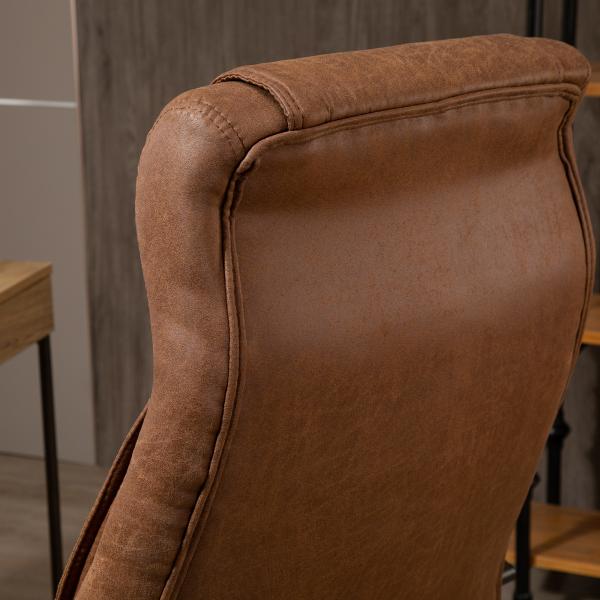 Cadeira de Escritório Ergonômica Giratória com Altura Ajustável Apoio para a Cabeça Apoio para o Braço e Encosto Acolchoado 61,5x52,5x118 - 126 cm Castanho