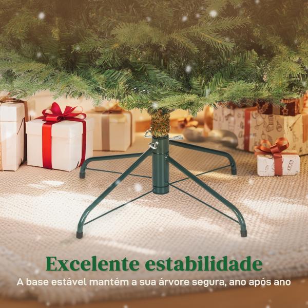 Árvore de Natal Artificial 180 cm com 1794 Ramos Densos Suporte Metálico Dobrável para Interior Verde