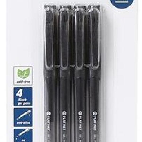 Pack 4 Canetas Gel Tinta Preta - PLATINET