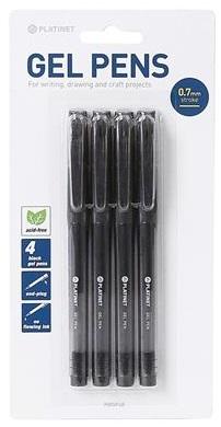Pack 4 Canetas Gel Tinta Preta - PLATINET
