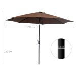 Chapéu de Sol de Jardim Ø295x250cm com Manivela Chapéu de Sol Exterior com Mecanismo de Inclinação e Mastro Desmontável de Metal para Terraço Piscina Pátio Café