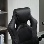 Cadeira de Escritório Ergonómica Cadeira de Escritório Giratória com Altura Ajustável Encosto Alto Estofado em Couro PU e Malha Transpirável 71x61x108 - 118cm Preto
