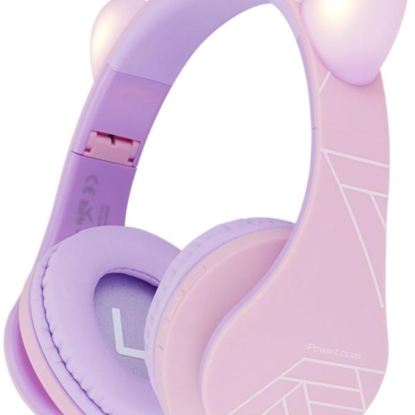 Auscultadores Infantil P2 c/ Orelhas (Roxo/Rosa) - POWERLOCUS