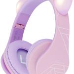 Auscultadores Infantil P2 c/ Orelhas (Roxo/Rosa) - POWERLOCUS