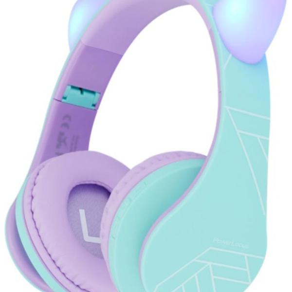 Auscultadores Infantil P2 c/ Orelhas (Roxo/Turquesa) - POWERLOCUS