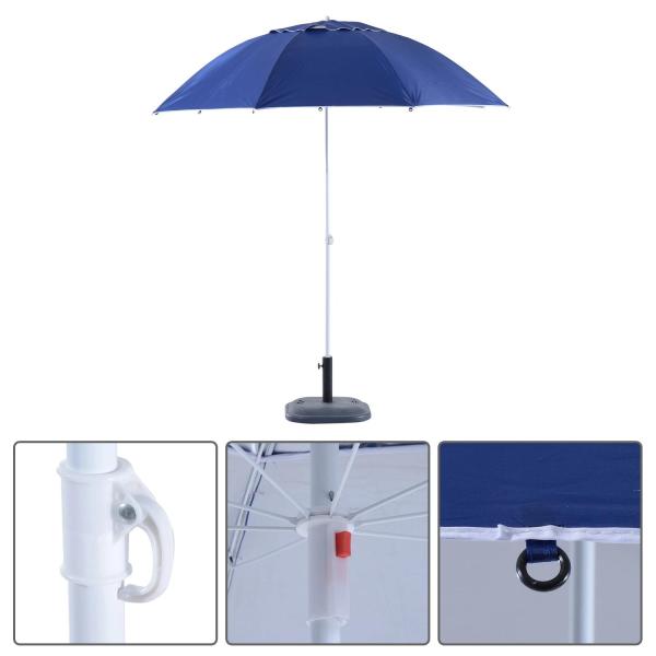 Chapéu de Sol de Praia com Painéis Laterais Tipo Tenda Chapéu de Sol para Praia com Proteção UV50 Φ210x222cm Azul