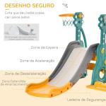 Escorega Infantil com Baloiço e Cesta de Basquetebol 3 em 1 para 18 - 36 Meses com Assento Ajustável Parque Infantil para Interior e Exterior 152x149x107cm Multicor