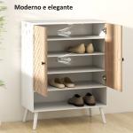 Sapateira com Desenho em Espiga Prateleiras Ajustáveis Compartimento Aberto para 15 Pares de Sapatos 75x35x97 cm Branco e Madeira