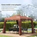 Toldo de Substituição para Pérgola 300x300 cm com Duplo Teto e 8 Orifícios de Drenagem Marrom