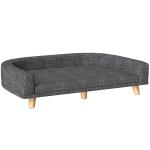 Sofá para Cães Cama Elevada para Cães Estofada com Almofada Lavável e Pés de Madeira de Pinho 98x67x25 cm Cinza Escuro