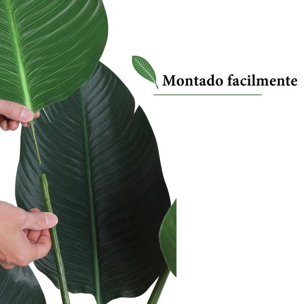 Planta Artificial de Decoração Planta Palmeira Artificial com Vaso 7 Folhas para Exterior e Interior Ø15x120cm Verde