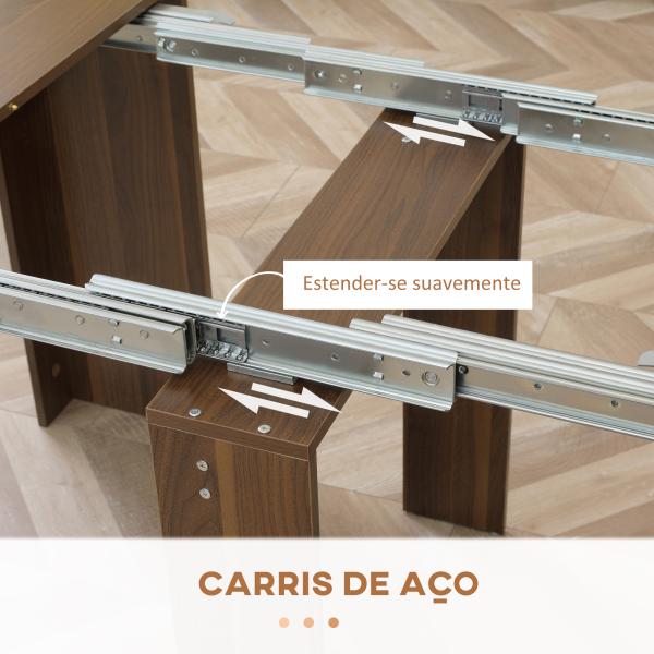Mesa de Jantar Extensível para 4 - 6 Pessoas com Lateral Abatível Mesa Auxiliar Multifuncional 180x85x75cm Marrom