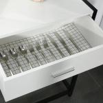 Consola Mesa de Entrada 120x34x81cm com 2 Gavetas e Pés Ajustáveis Móvel de Entrada de Estilo Moderno para Corredor Entrada Branco e Preto
