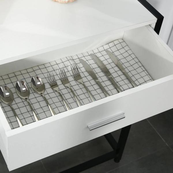 Consola Mesa de Entrada 120x34x81cm com 2 Gavetas e Pés Ajustáveis Móvel de Entrada de Estilo Moderno para Corredor Entrada Branco e Preto