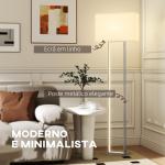 Candeeiro de Pé Moderno com Ecrã de Tecido Luz Noturna Interruptor de Pé e Base Metálica 45x15x150 cm Branco