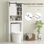 Móvel sobre Sanita com Porta de Correr Estilo Celeiro e 6 Compartimentos Móvel Casa de Banho Rústico 67x25x172 cm Branco