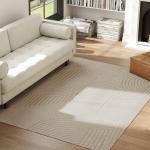 Tapete Sala de Estar 160x230 cm Tapete Pelo Curto Estilo Moderno Base Antiderrapante Tecida à Máquina Creme