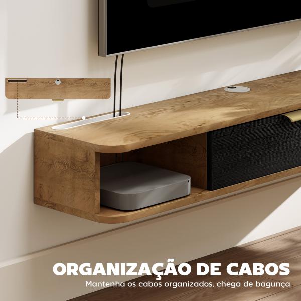 Móvel de TV Sala de Estar com Prateleira de Parede Armário Orifícios para Cabos para Televisão de Parede 120x24x16 cm Carvalho