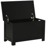 Baú de Armazenamento de Madeira Baú de Arrumação com Dobradiça de Segurança Carga Máxima 20 kg 81x40x46 cm Preto