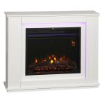 Lareira Elétrica com Efeito de Chama de 5 Níveis de Brilho e 12 Cores Decorativa 1000/2000W Temporizador para 30 m² 98x25x80 cm Branco