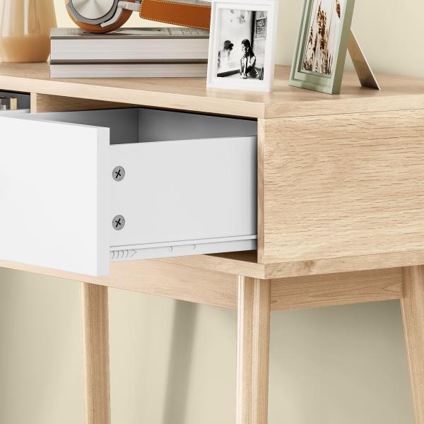 Mesa Consola Moderna Consola de Entrada Estreita com 2 Gavetas para Corredor Entrada Sala ou Dormitório 86x35x75 cm Carvalho