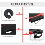 Marquesa de Massagem Dobrável e Portátil com Altura Ajustável Apoio para a Cabeça e Apoio para os Braços 215x60x61 - 84 cm Preto e Vermelho