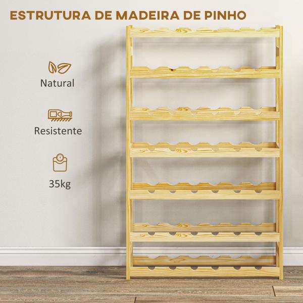 Garrafeira de Madeira para 42 Garrafas Garrafeira para Vinho de 7 Níveis 63x25x102 cm Madeira