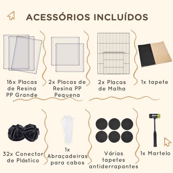 Cerca para Animais DIY com 20 Painéis e Esteira Parque para Pequenos Animais para Porquinhos - da - Índia e Ouriços 175x70x45 cm Branco