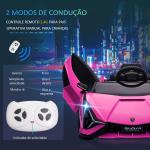 Carro Elétrico Lamborghini SIAN 12V para Crianças de 3 - 8 anos com Controle Remoto Abertura da Porta Música MP3 USB e Faróis 108x62x40cm Rosa