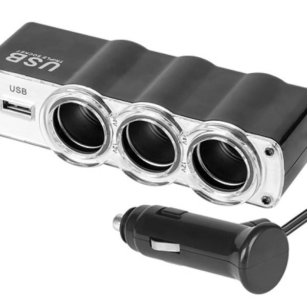 Adaptador 3x Isqueiro + USB - PEIYING
