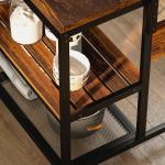 Estante de Cozinha com Tomada de Corrente Estilo Industrial com Prateleiras Ganchos Móvel Auxiliar 116x70x182 cm Marrom Rústico
