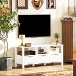 Móvel de TV Moderno com 3 Gavetas e 3 Prateleiras Abertas para Televisores de 43 - 55 Polegadas 120x39,5x50 cm Branco