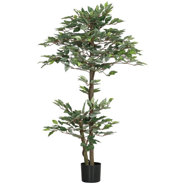 Planta Artificial Ficus 150 cm Planta Artificial com 1008 Folhas Musgo e Vaso para Exterior Casa Sala de Estar Escritório Verde