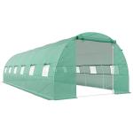 Estufa tipo Túnel 8x3x2m Aço e PE 140 g/m² Estufa para Cultivo de Plantas Tomates Verduras com 12 Janelas e Porta Enroláveis Verde