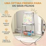 Cavalete para Crianças 3 em 1 Ardósia Dupla com Rolo de Papel Apagador e Caixas de Arrumação 51x50x108 cm Cinza