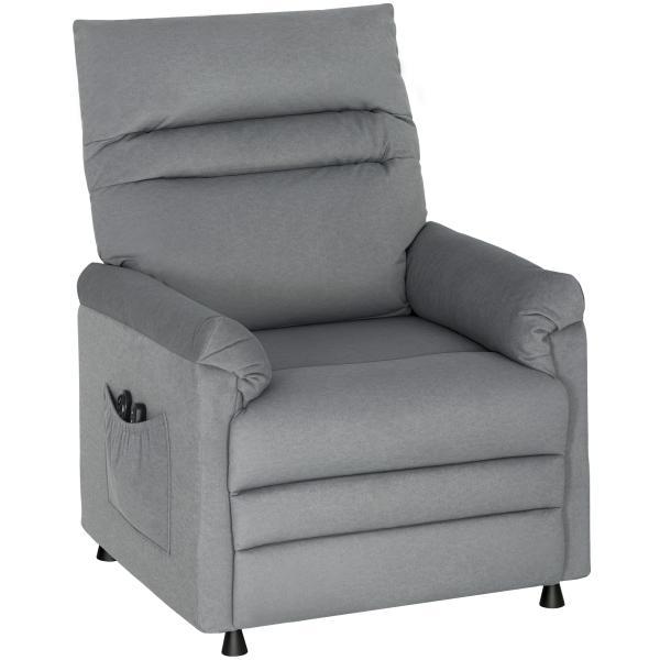 Poltrona Relax com Aquecimento Lombar e Massagem por Vibração Reclinável Função de Memória 82x99x106 cm Cinzento