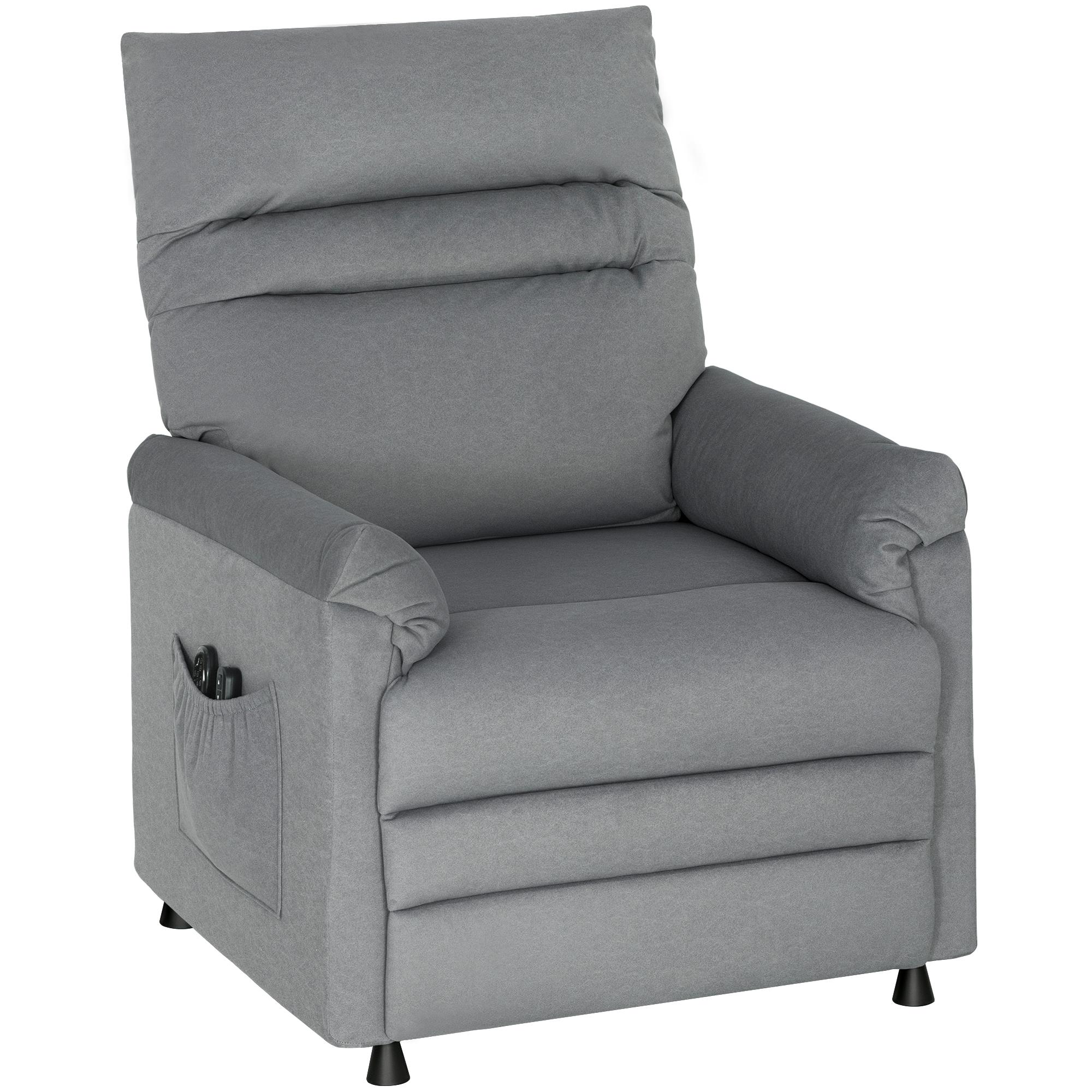 Poltrona Relax com Aquecimento Lombar e Massagem por Vibração Reclinável Função de Memória 82x99x106 cm Cinzento