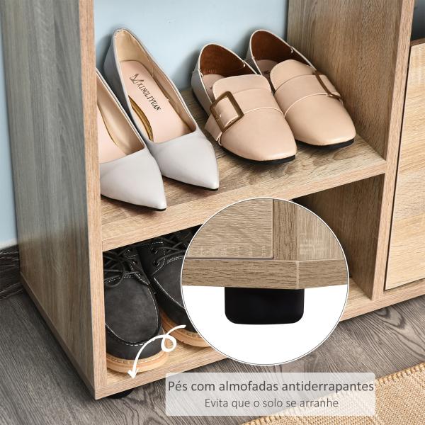 Sapateira de Madeira com Prateleiras de Armazenamento Sapateira para até 20 pares de Sapatos 101,5x25,5x98 cm Madeira