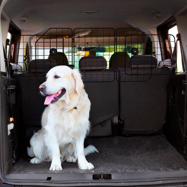 Grade de Segurança de Carro para Cães com Largura Ajustável Grade para Cães de Carro Dobrável 93 - 150x42 cm Preto